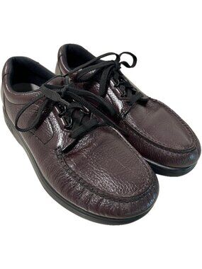 SAS Bout Time Cordovan Lace-Up Moccasin Men's Size 9.5 M Brown Leather Loafers